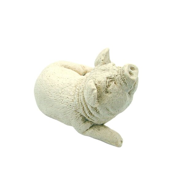 Vintage Stone Critters White Pig Hog w/ Baby Figurine Piglet Farmhouse 2x2" - Picture 2 of 9